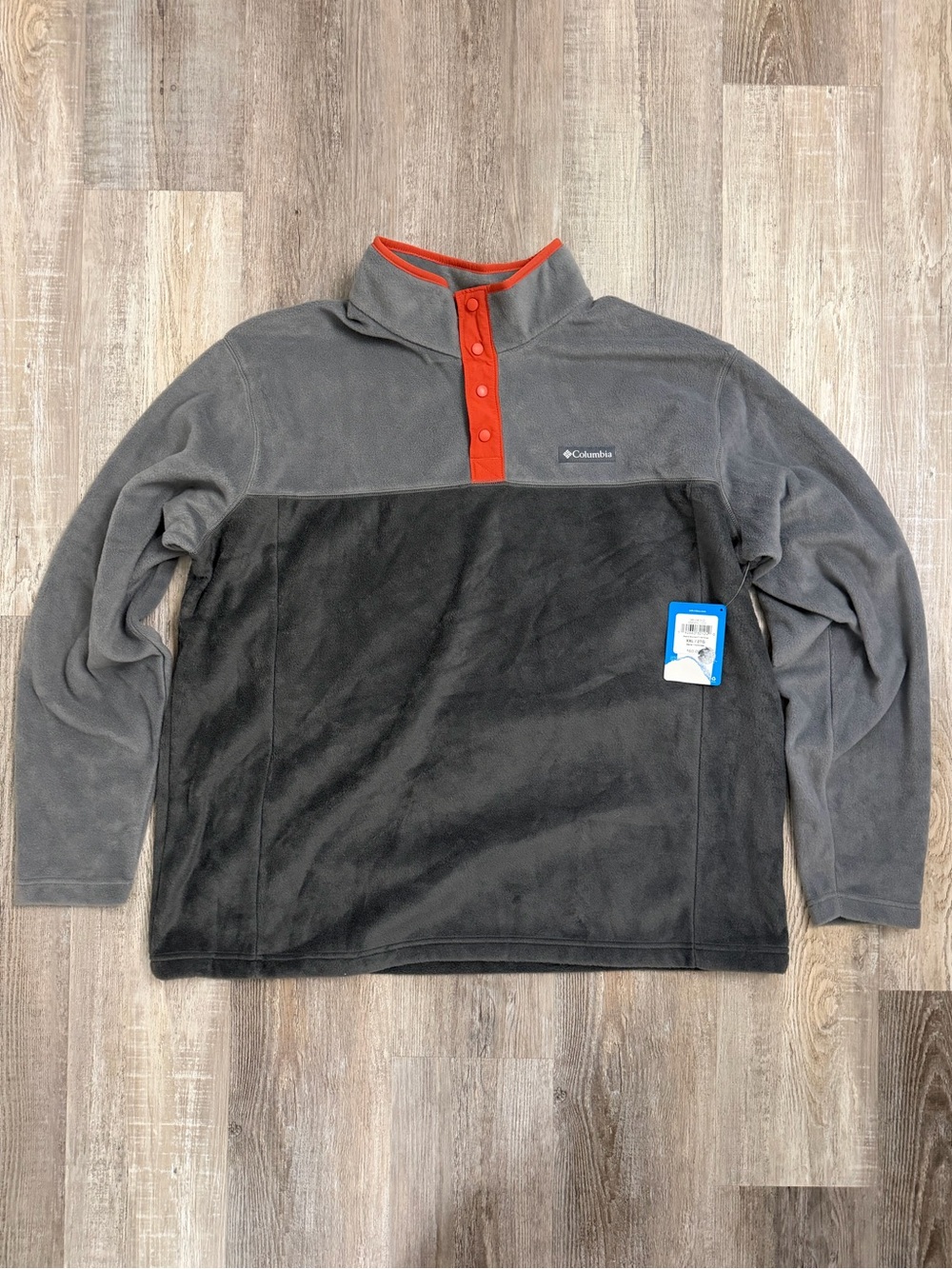 Columbia Men’s Gray & Charcoal Fleece 1/4 Snap Pullover, size XXL NEW w/ tags🔥
